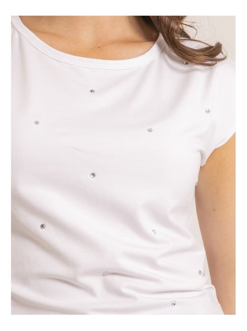 Tee-shirt manches courtes strass FANIA - Kiabi