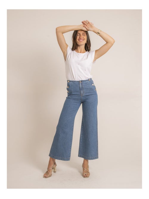 Tee-shirt manches courtes strass FANIA - Kiabi