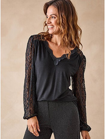 Tee-shirt manches dentelle - DAXON