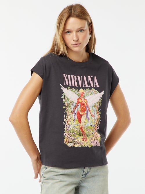 Tee-shirt manches extra courtes 'Nirvana' - Kiabi