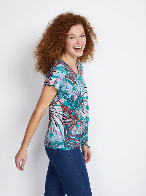 Tee-shirt manches kimono effet blousant - Kiabi