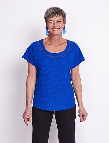 Tee-shirt manches kimono maille gaufrée