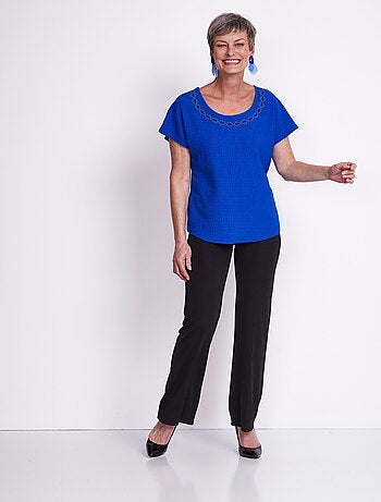 Tee-shirt manches kimono maille gaufrée