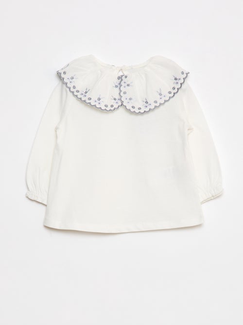 Tee-shirt manches longues avec col claudine - Kiabi