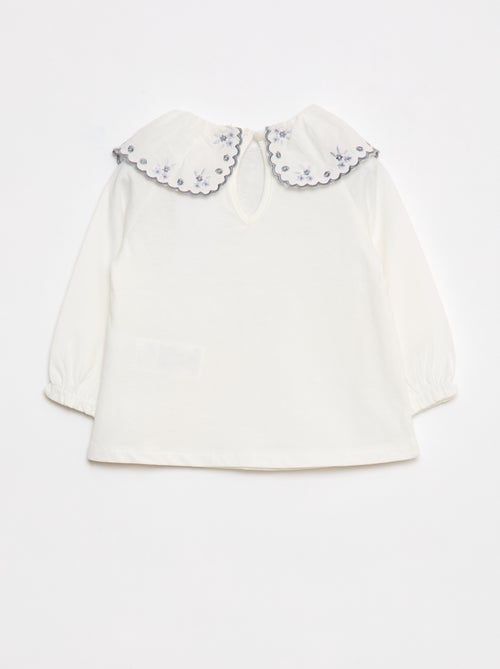 Tee-shirt manches longues avec col claudine - Kiabi