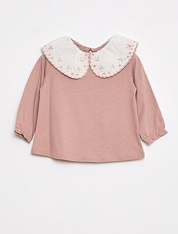 Tee-shirt manches longues avec col claudine