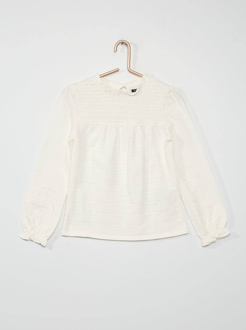 Tee-shirt manches longues blanc - Kiabi