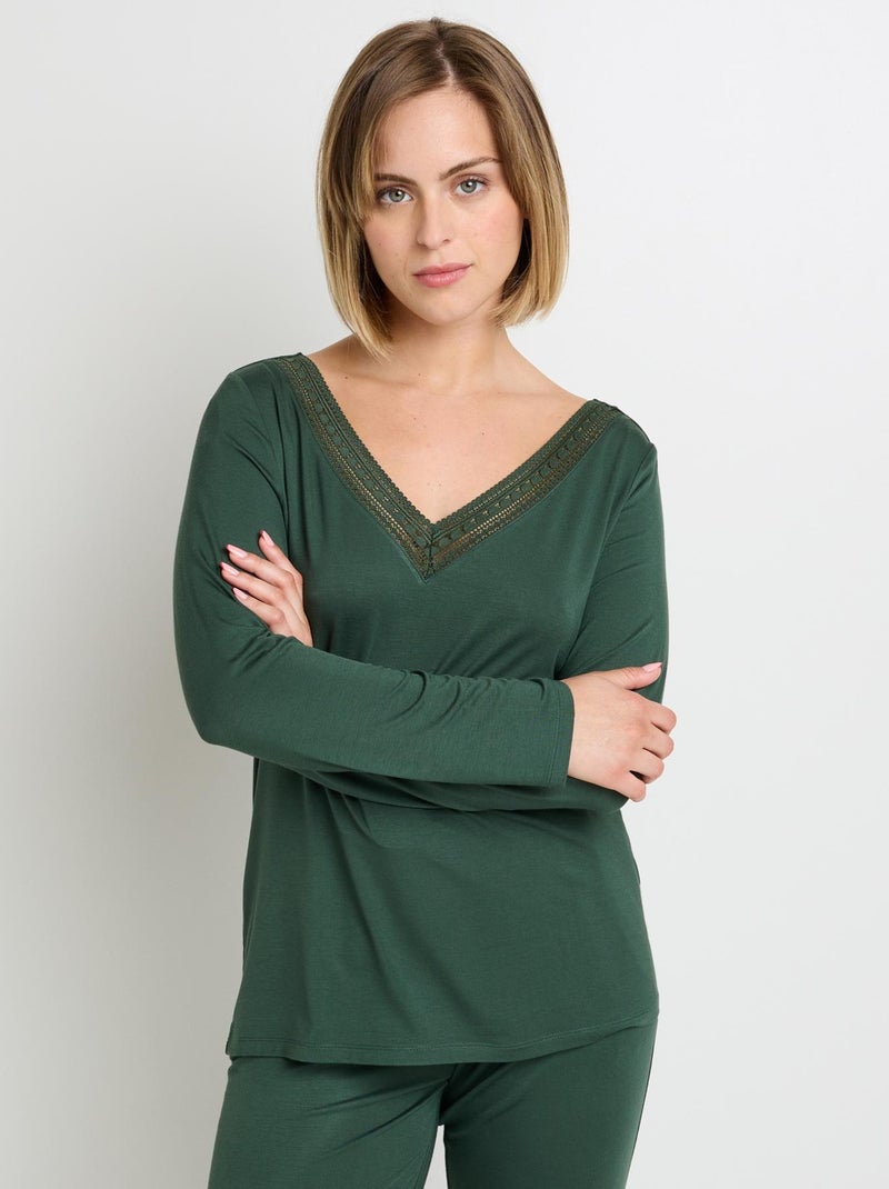 Tee-shirt manches longues Camille - RougeGorge Lingerie Kaki - Kiabi