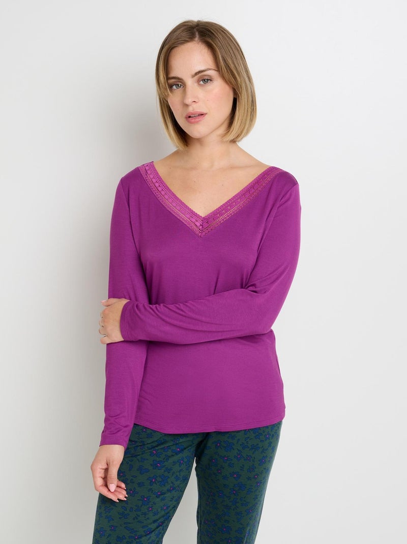 Tee-shirt manches longues Camille - RougeGorge Lingerie Violet - Kiabi