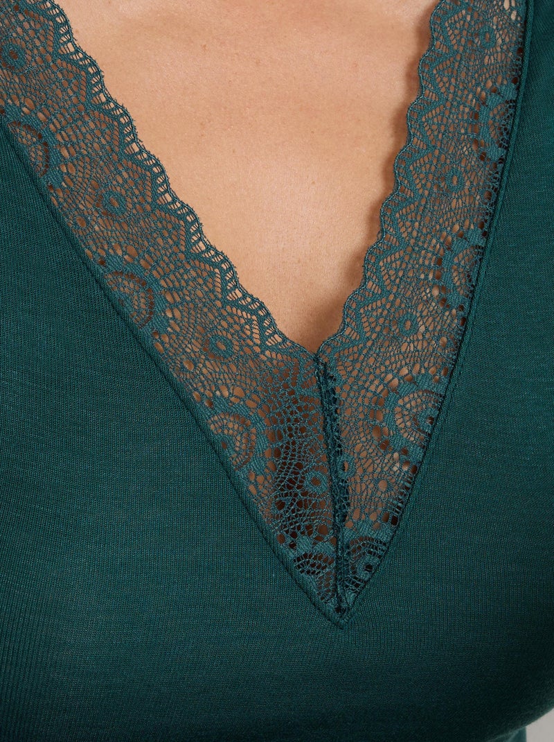 Tee-shirt manches longues Damart - RougeGorge Lingerie Bleu - Kiabi