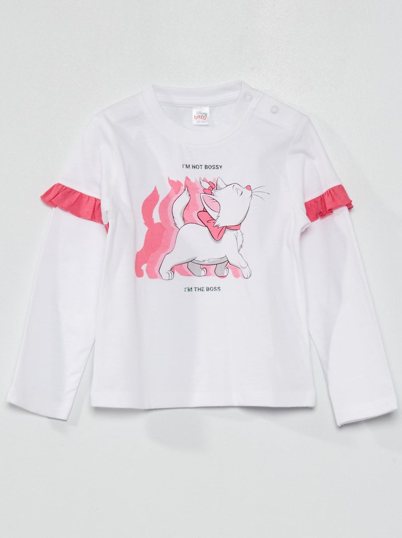 Tee-shirt manches longues 'Disney Baby' blanc/rose - Kiabi