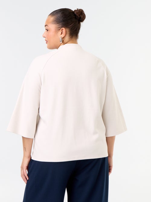 Tee-shirt manches longues en maille doudou - Kiabi