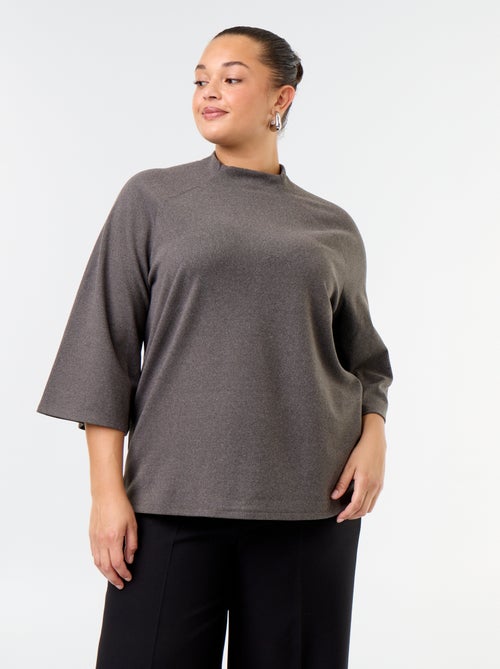 Tee-shirt manches longues en maille doudou - Kiabi