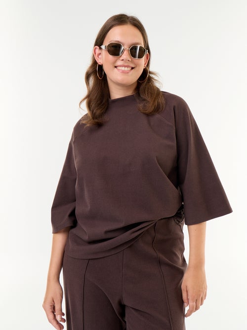 Tee-shirt manches longues en maille doudou - Kiabi