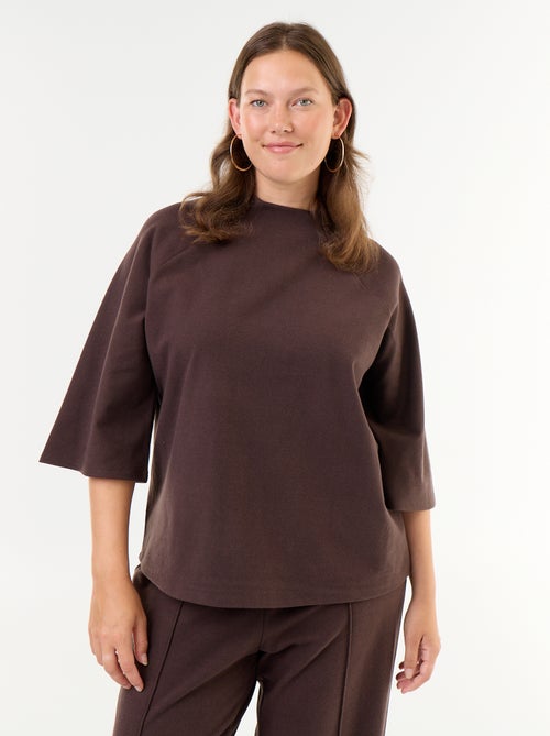 Tee-shirt manches longues en maille doudou - Kiabi