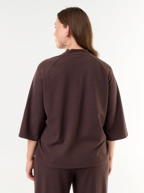 Tee-shirt manches longues en maille doudou - Kiabi