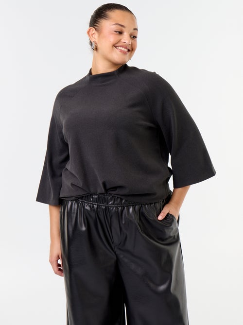 Tee-shirt manches longues en maille doudou - Kiabi