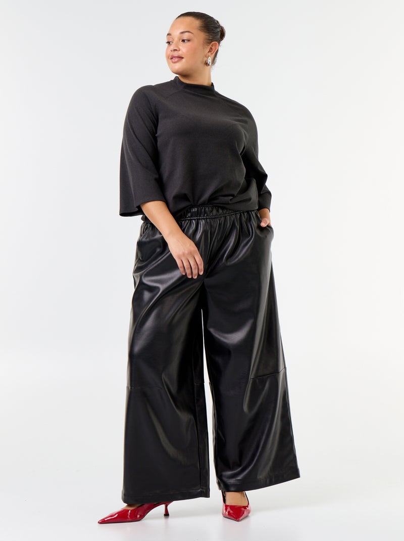 Tee-shirt manches longues en maille doudou Noir - Kiabi