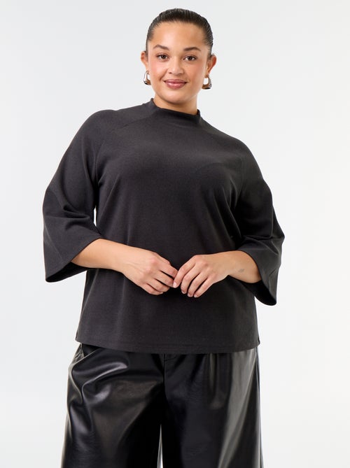 Tee-shirt manches longues en maille doudou - Kiabi