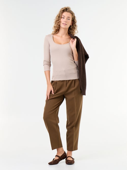 Tee-shirt manches longues en rib - Kiabi Tee-shirt manches longues en rib - Kiabi