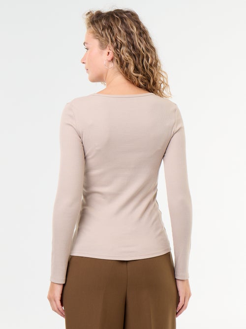 Tee-shirt manches longues en rib - Kiabi Tee-shirt manches longues en rib - Kiabi