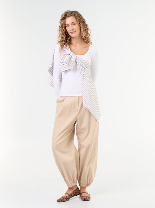 Tee-shirt manches longues en rib - Kiabi