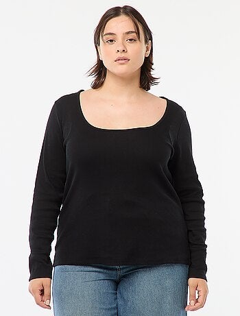 Tee-shirt manches longues en rib côtelé