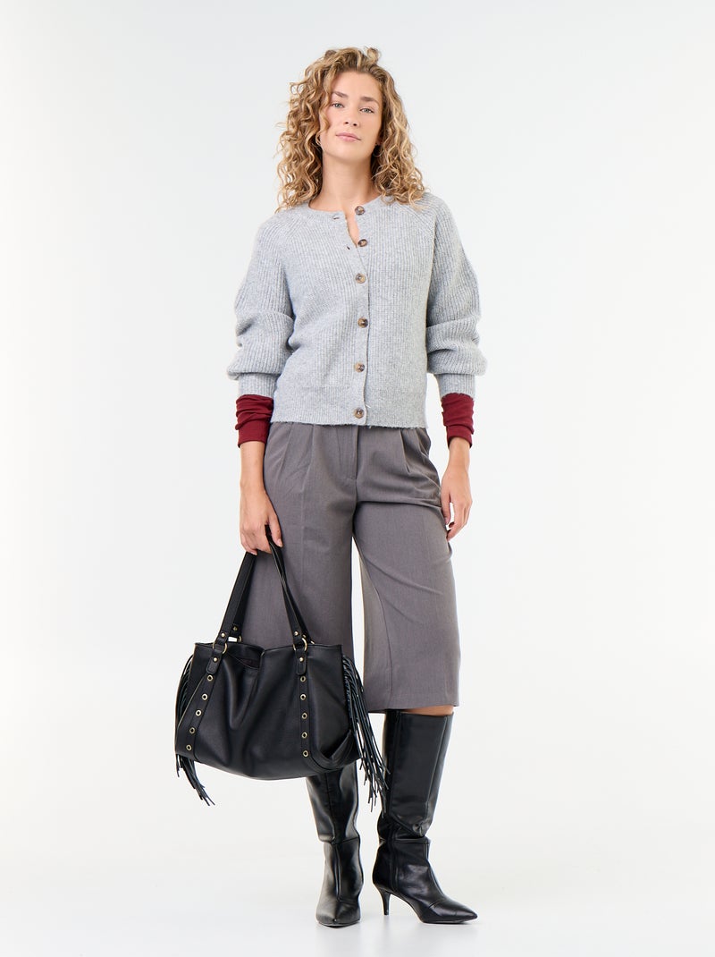 Tee-shirt manches longues en rib Rouge - Kiabi