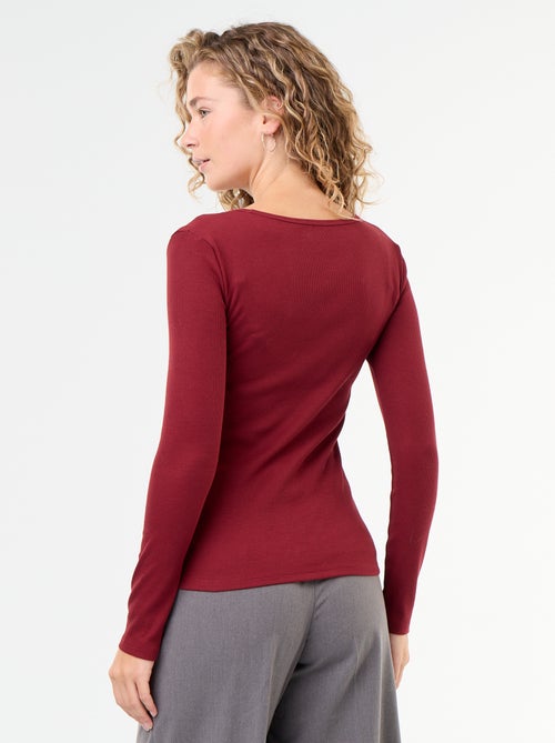 Tee-shirt manches longues en rib - Kiabi Tee-shirt manches longues en rib - Kiabi
