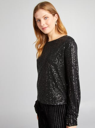 Tee-shirt manches longues en sequins