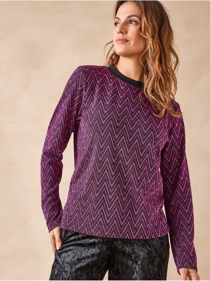Tee-shirt manches longues femme - DAXON Rose/Multicolore - Kiabi