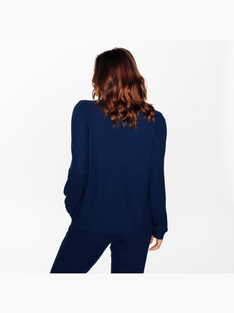 Tee-shirt manches longues Gaufrette - RougeGorge Lingerie Bleu - Kiabi