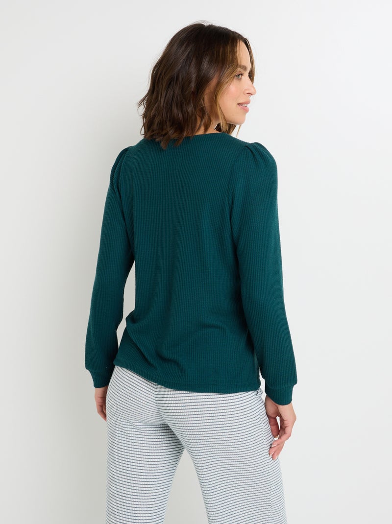 Tee-shirt manches longues Gaufrette - RougeGorge Lingerie Vert foncé - Kiabi