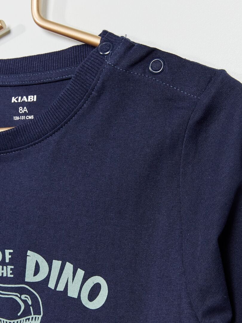 Tee-shirt manches longues imprimé BLEU - Kiabi