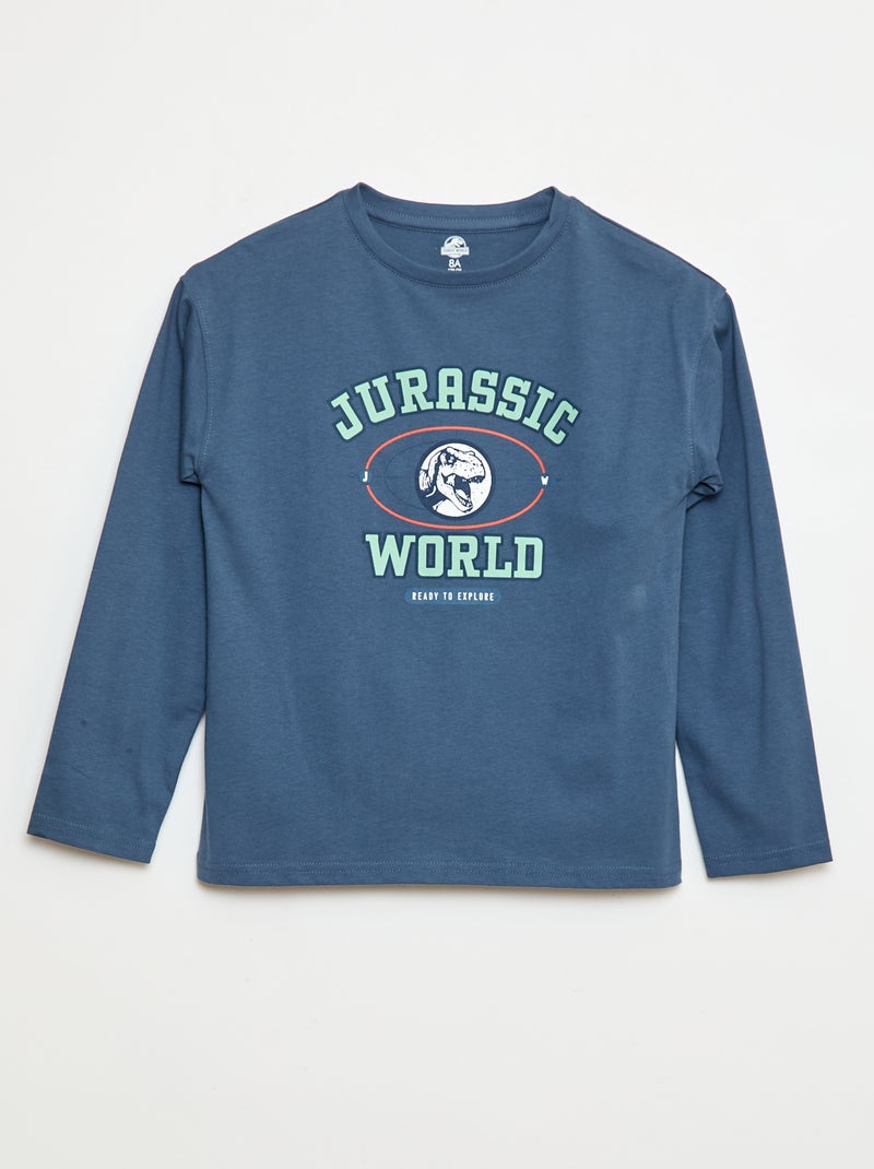 Tee-shirt manches longues 'Jurassic World' Bleu - Kiabi