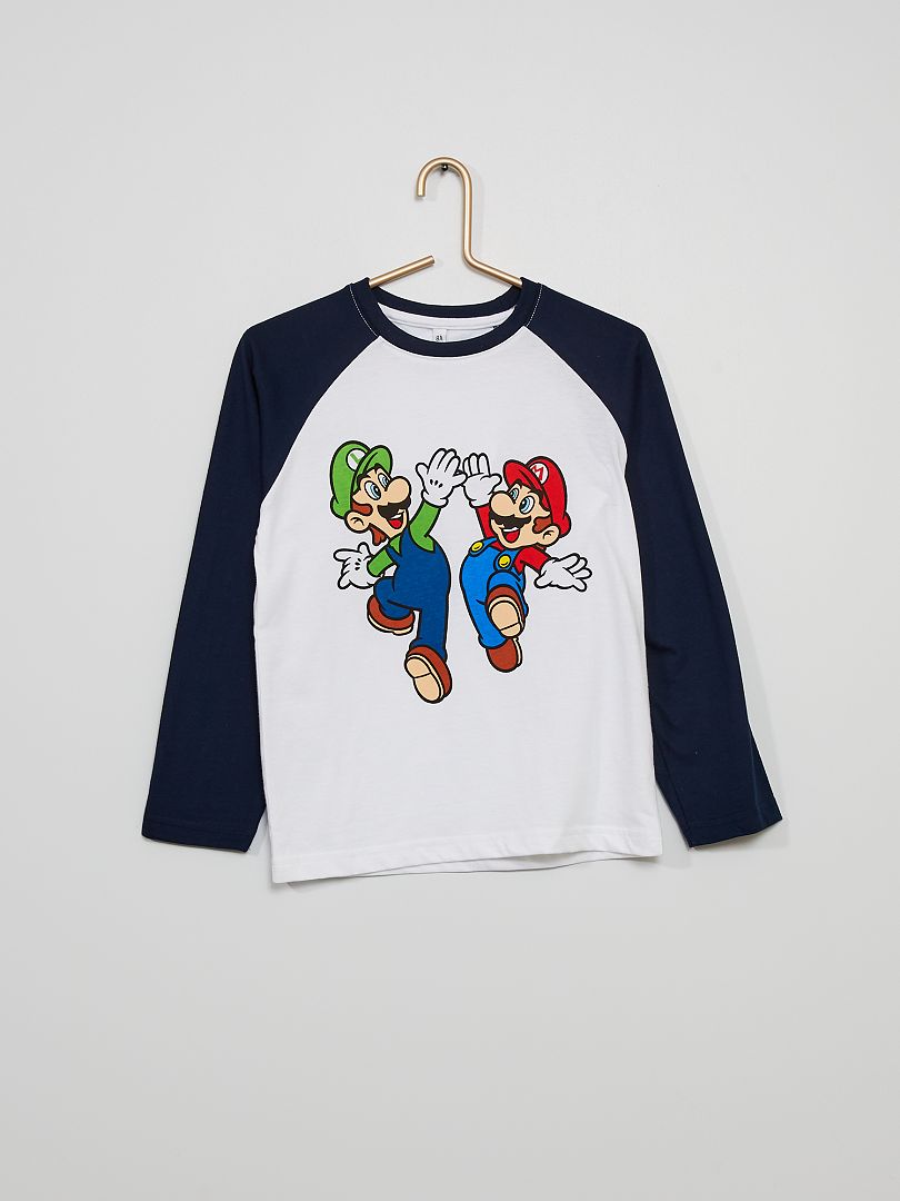 Tee-shirt manches longues 'Mario' BLANC - Kiabi