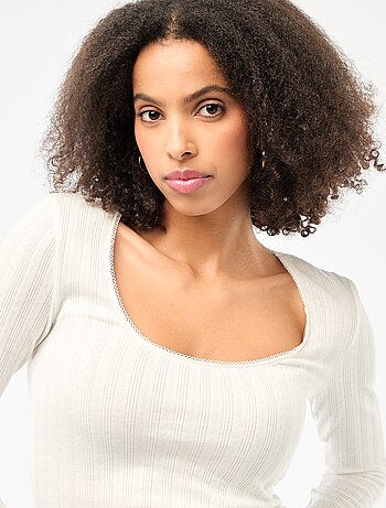 Tee-shirt manches longues pointelle