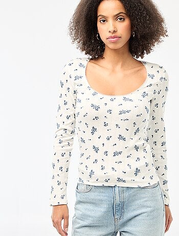 Tee-shirt manches longues pointelle