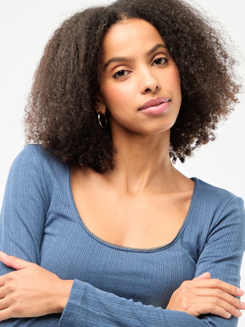 Tee-shirt manches longues pointelle - Kiabi