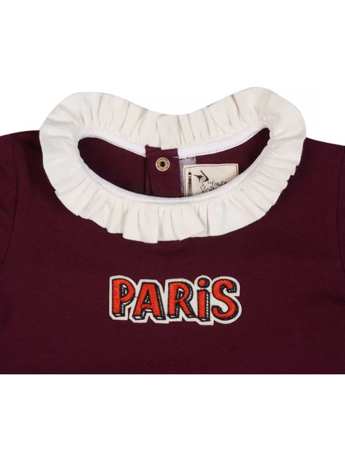 Tee-shirt manches longues    Prune  Paris  CAMILLE - 'LA FAUTE A VOLTAIRE' - Kiabi
