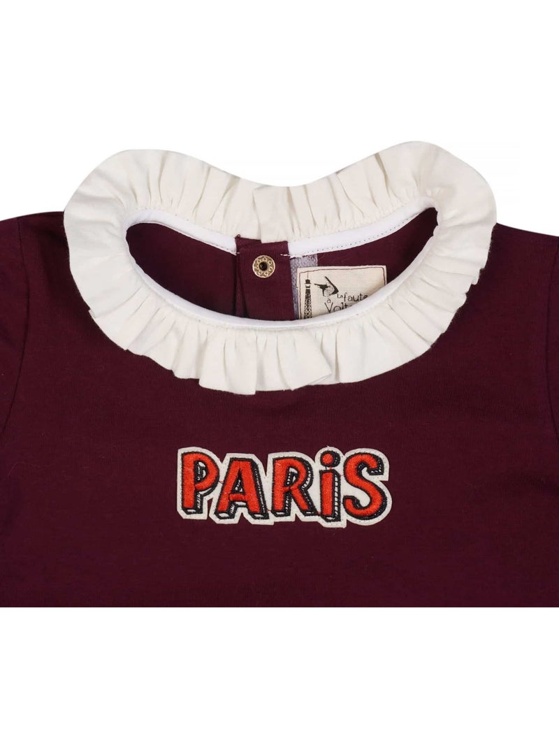 Tee-shirt manches longues    Prune  Paris  CAMILLE - 'LA FAUTE A VOLTAIRE' Bordeaux - Kiabi