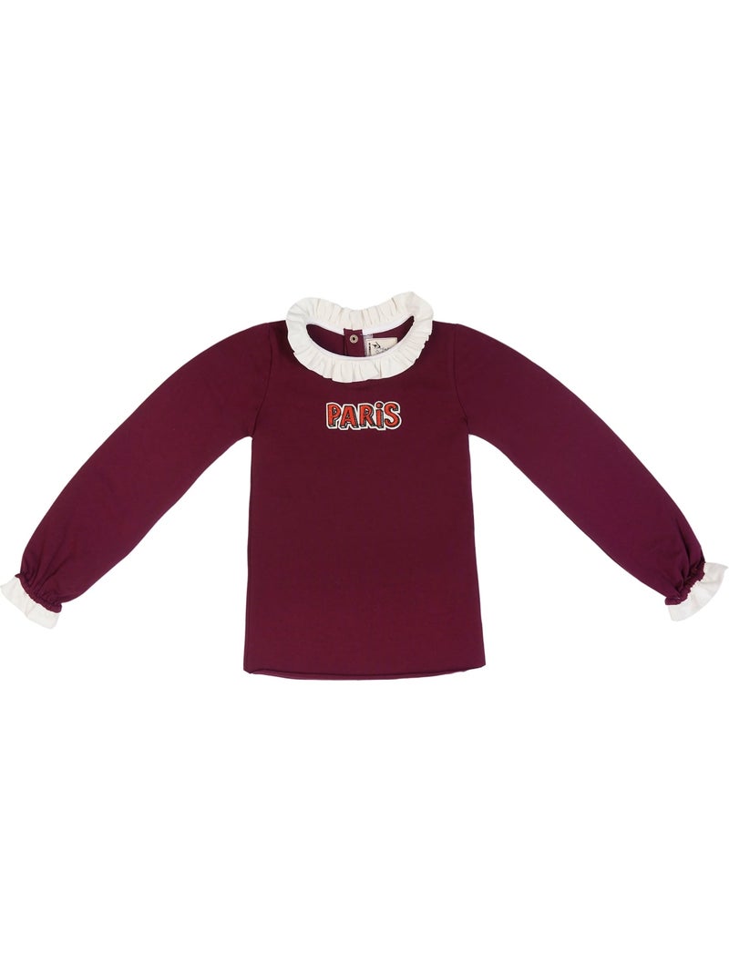 Tee-shirt manches longues    Prune  Paris  CAMILLE - 'LA FAUTE A VOLTAIRE' Bordeaux - Kiabi