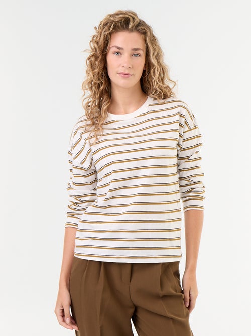 Tee-shirt manches longues rayé - Kiabi Tee-shirt manches longues rayé - Kiabi