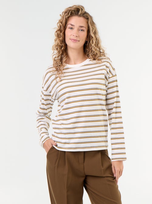 Tee-shirt manches longues rayé - Kiabi Tee-shirt manches longues rayé - Kiabi