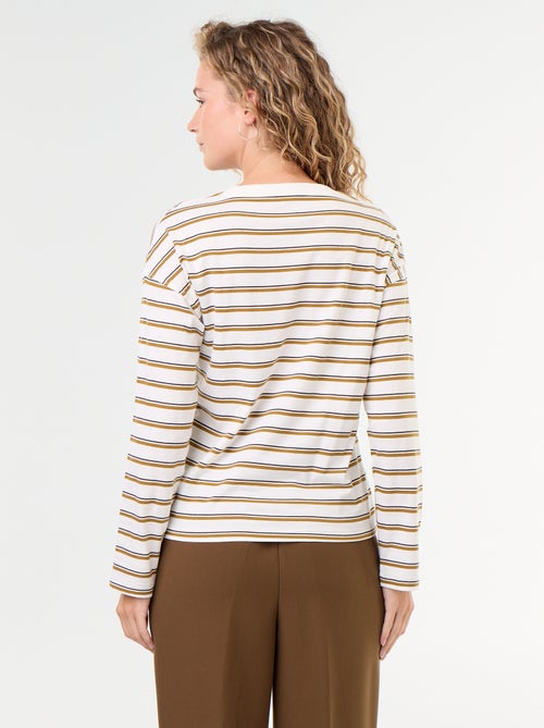 Tee-shirt manches longues rayé - Kiabi Tee-shirt manches longues rayé - Kiabi
