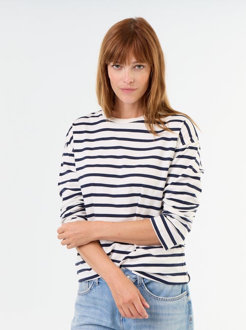 Tee-shirt manches longues rayé - Kiabi Tee-shirt manches longues rayé - Kiabi