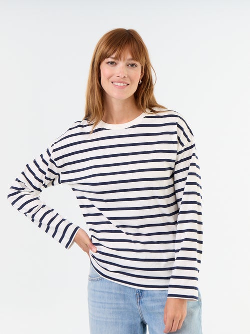 Tee-shirt manches longues rayé - Kiabi Tee-shirt manches longues rayé - Kiabi