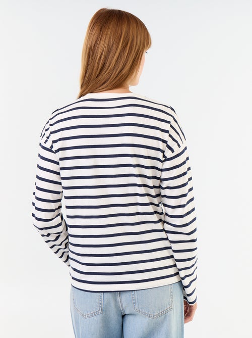 Tee-shirt manches longues rayé - Kiabi Tee-shirt manches longues rayé - Kiabi