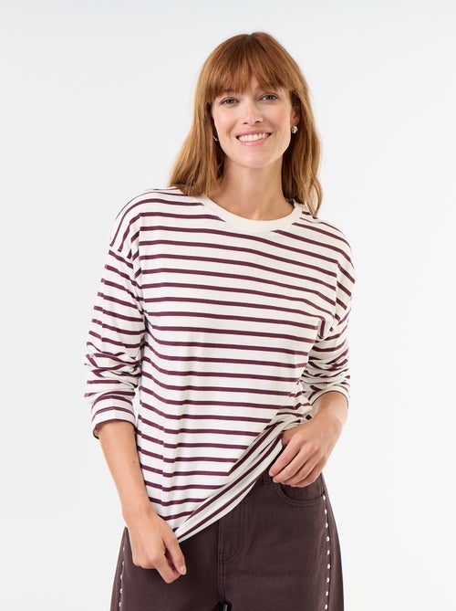 Tee-shirt manches longues rayé - Kiabi Tee-shirt manches longues rayé - Kiabi