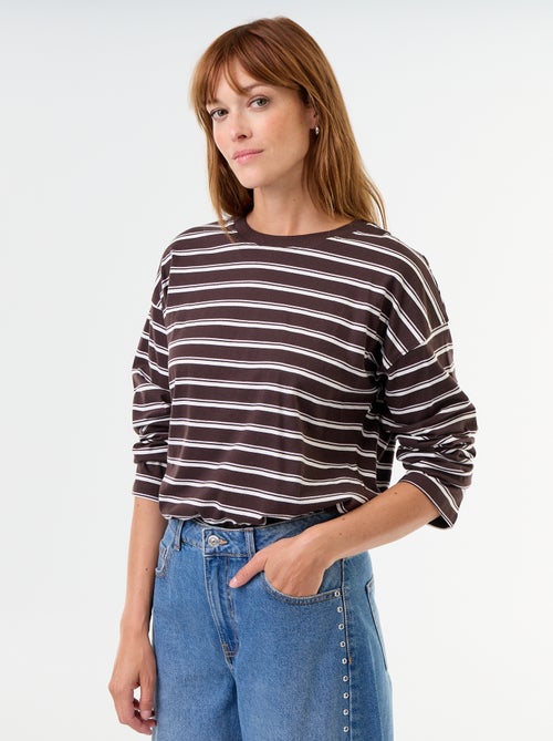 Tee-shirt manches longues rayé - Kiabi Tee-shirt manches longues rayé - Kiabi